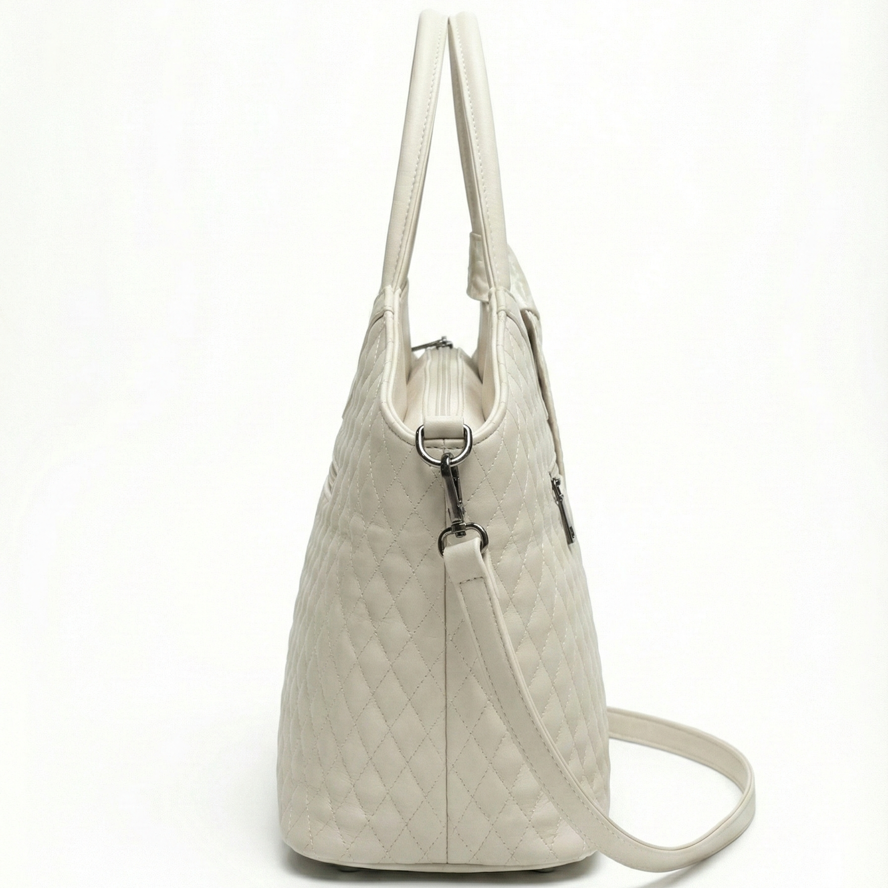 Beige Quilted Handbag with Scarf Detail