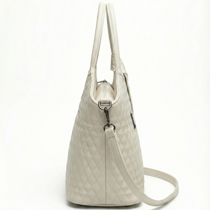 Beige Quilted Handbag with Scarf Detail