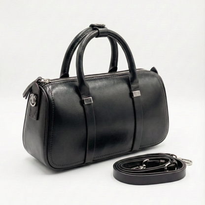 Premium Black Barrel Handbag with Sling Strap