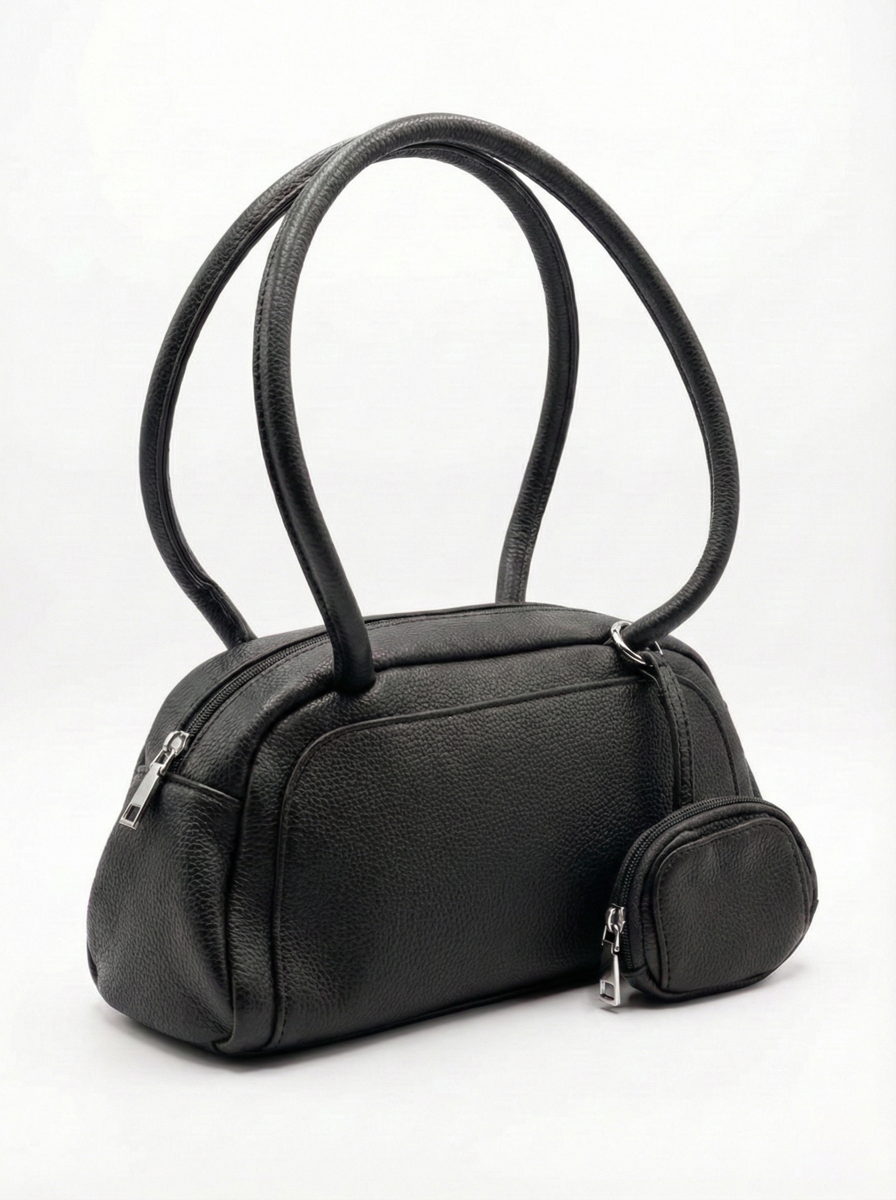 Classic Black Mini Shoulder Bag with Coin Pouch