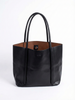 Dual Tone Leather Tote Bag with Pouch Set