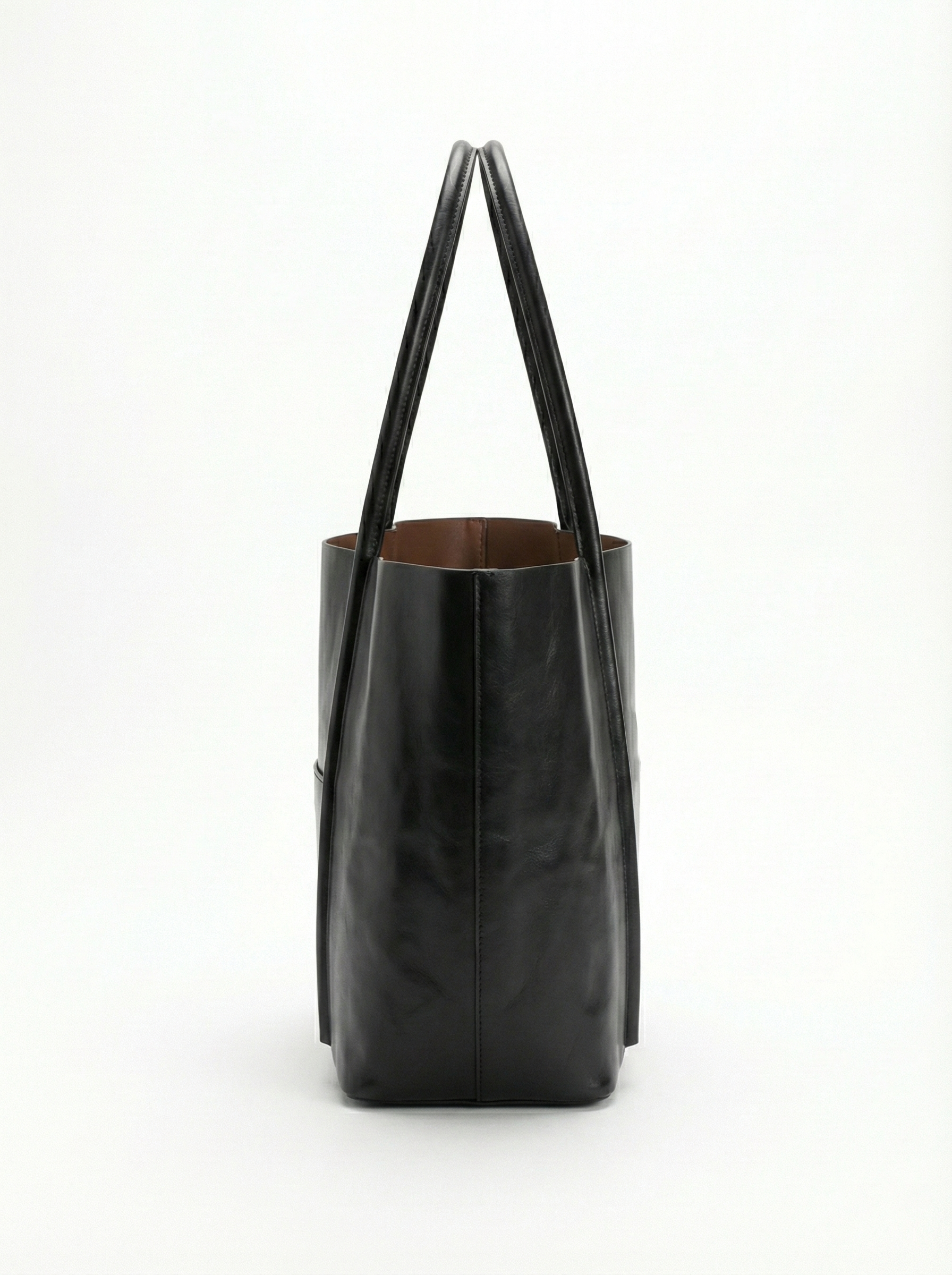 Classic Black Structured Leather Tote Bag