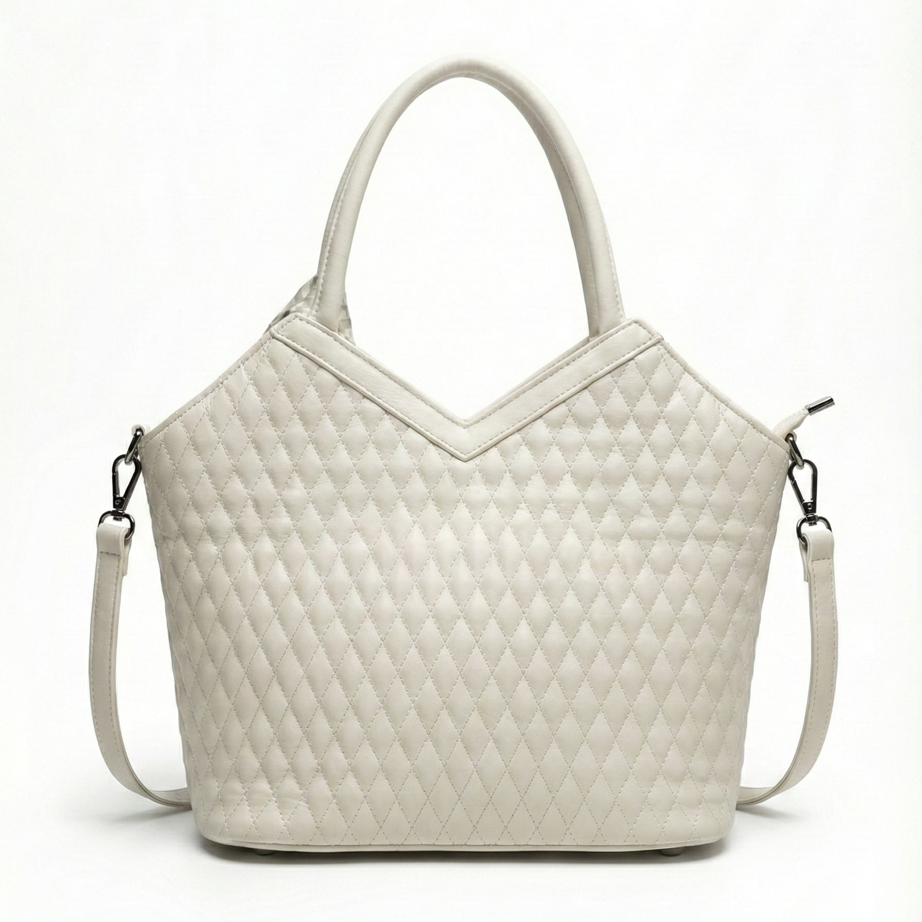 Beige Quilted Handbag with Scarf Detail