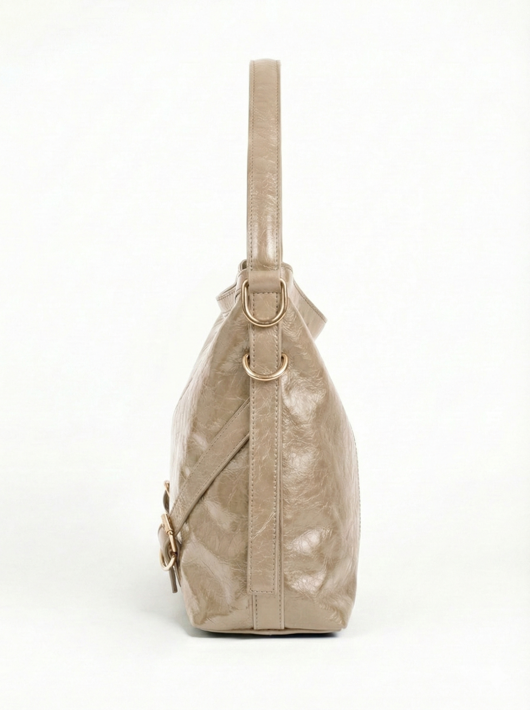Soft Taupe Luxe Shoulder Bag with Dual Strap Detail