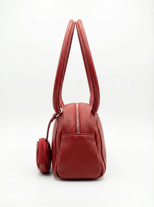 Classic Red Mini Shoulder Bag with Coin Pouch