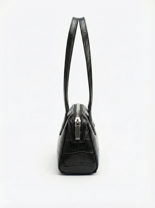 Midnight Croc Shoulder Bag – Sleek Luxury Edition