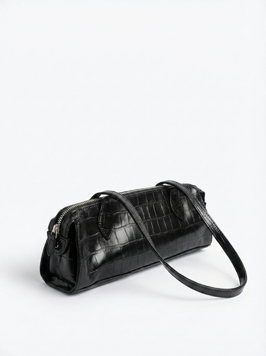 Midnight Croc Shoulder Bag – Sleek Luxury Edition