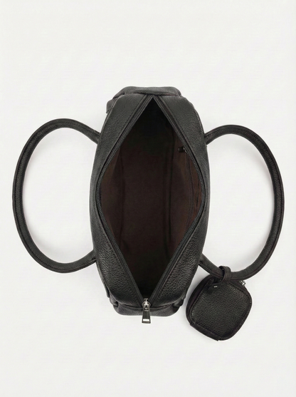 Classic Black Mini Shoulder Bag with Coin Pouch