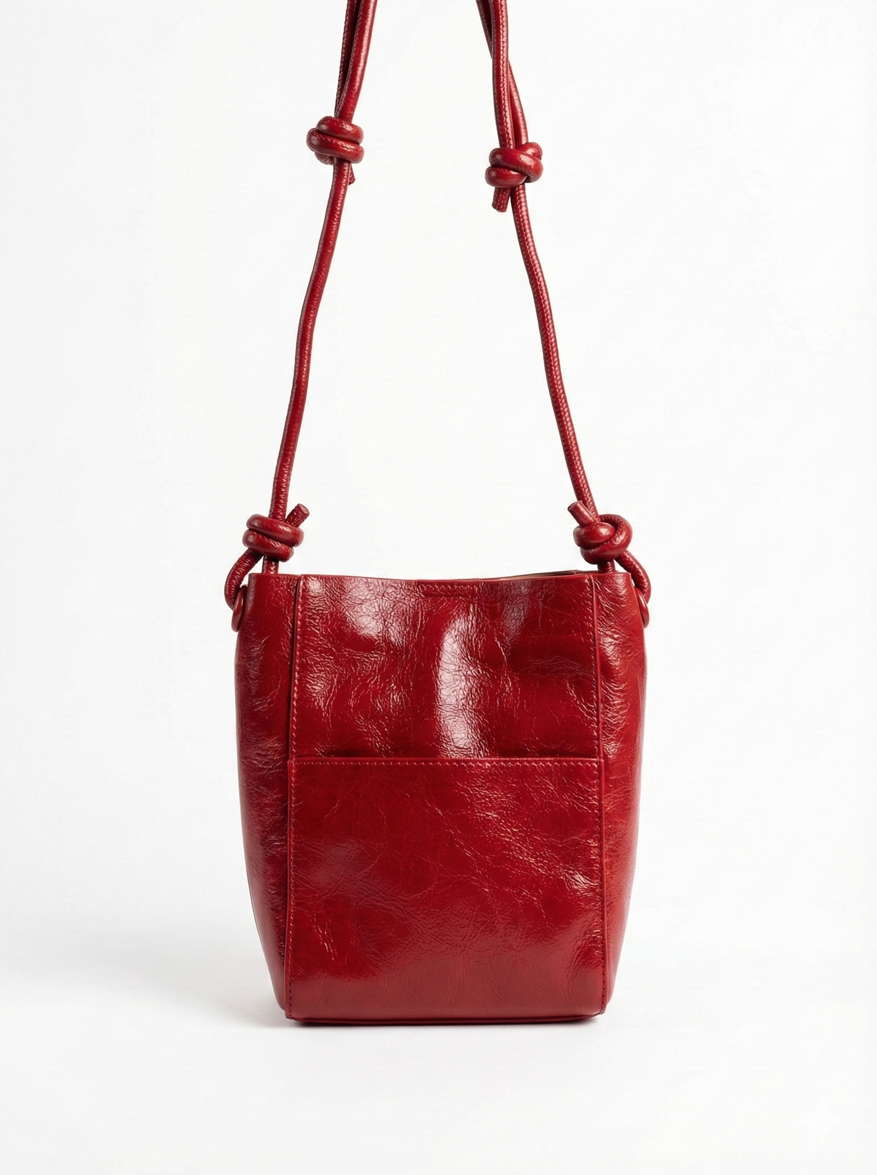 Crimson Mini Crossbody Bucket Bag – Compact Everyday Carry