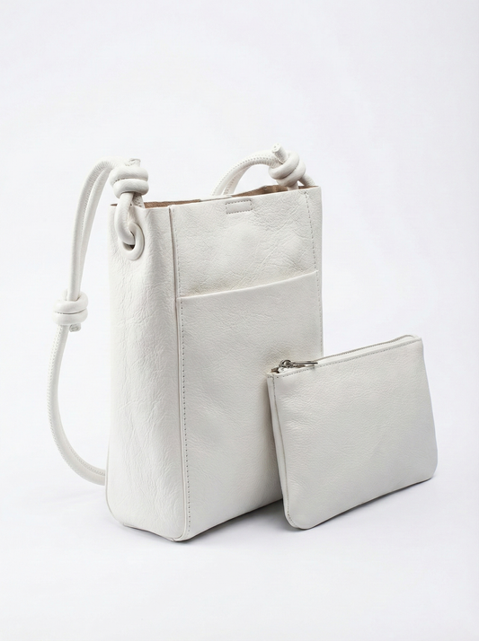 Ivory Mini Crossbody Bucket Bag – Sleek Everyday Essential
