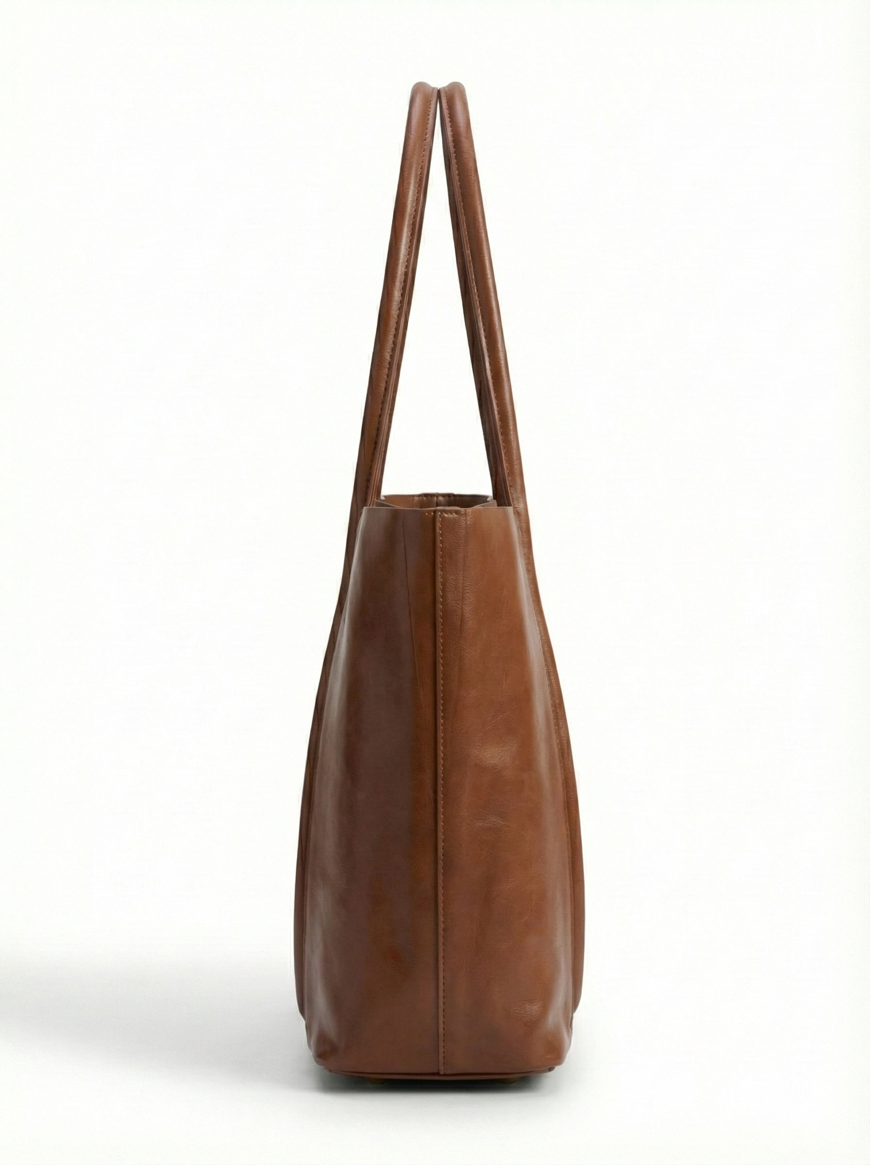Classic Brown Structured Leather Tote Bag