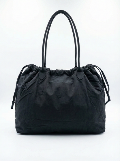 Classic Black Drawstring Tote Bag