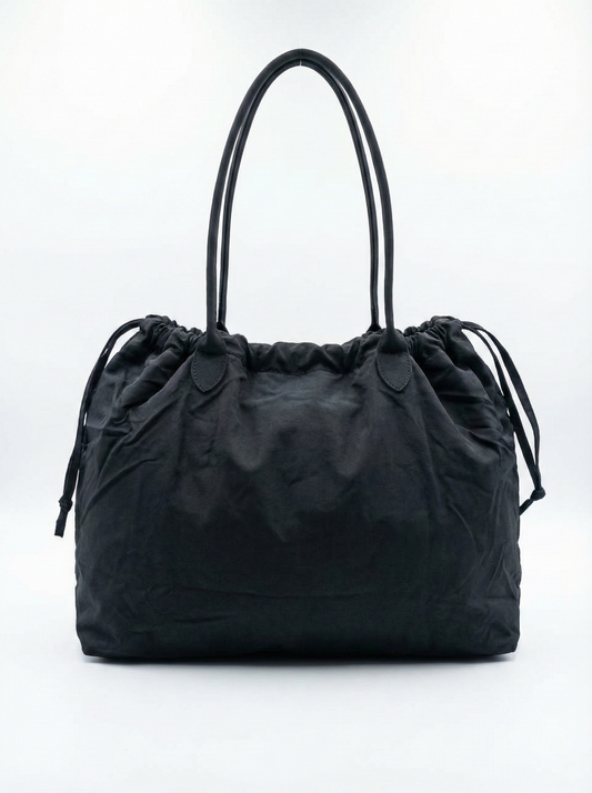 Classic Black Drawstring Tote Bag