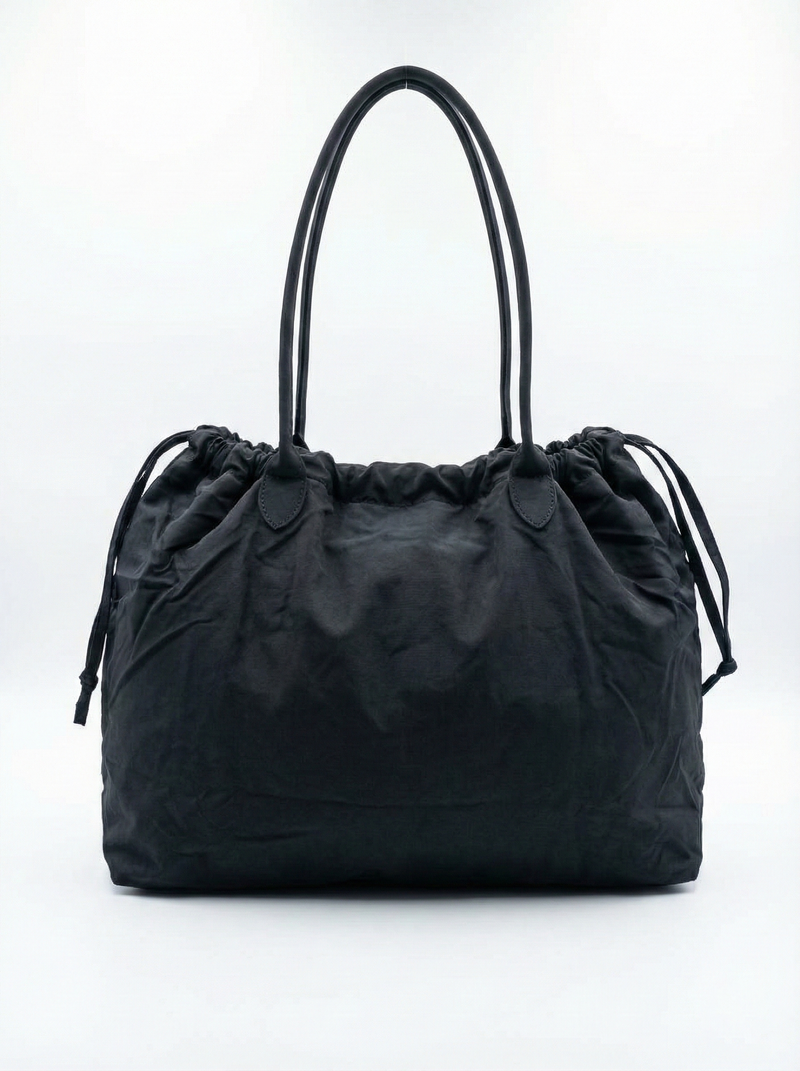 Classic Black Drawstring Tote Bag