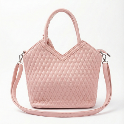 Blush Pink Quilted Handbag with Scarf Detail