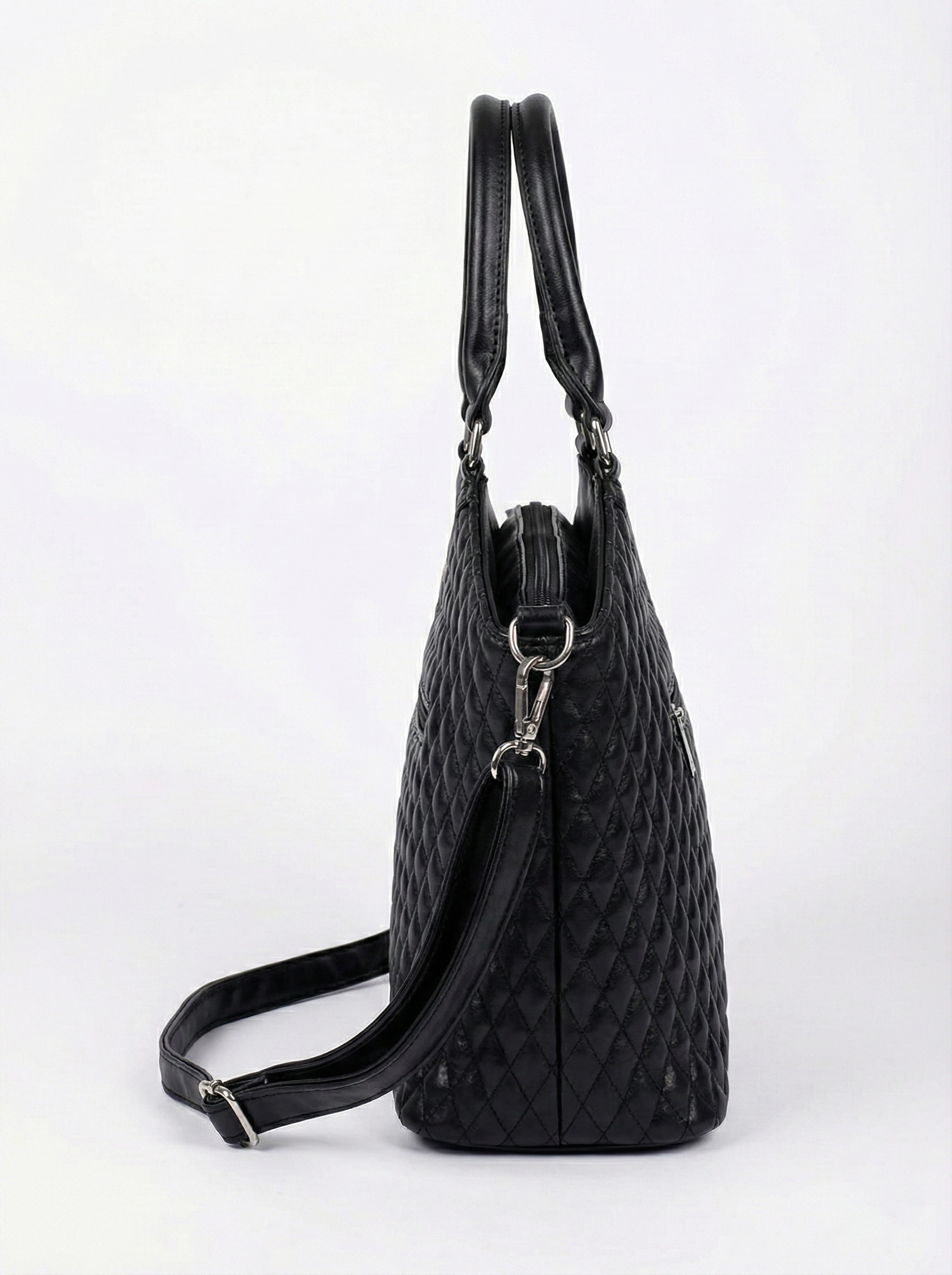 Elegant Black Quilted Handbag with Scarf Detail