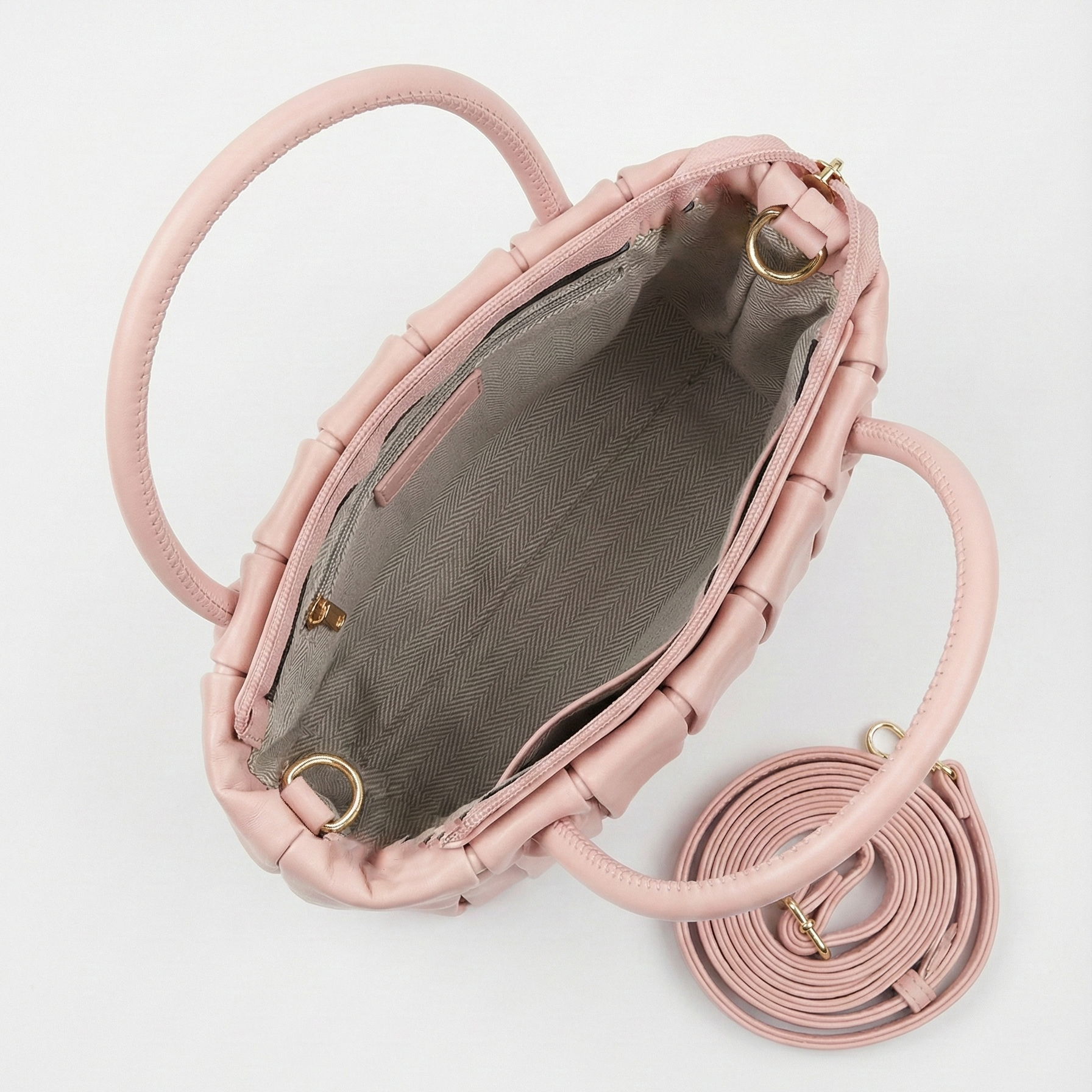 Blush Pleated Mini Tote with Detachable Strap