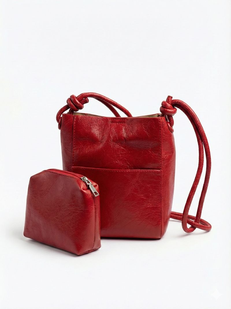Crimson Mini Crossbody Bucket Bag – Compact Everyday Carry