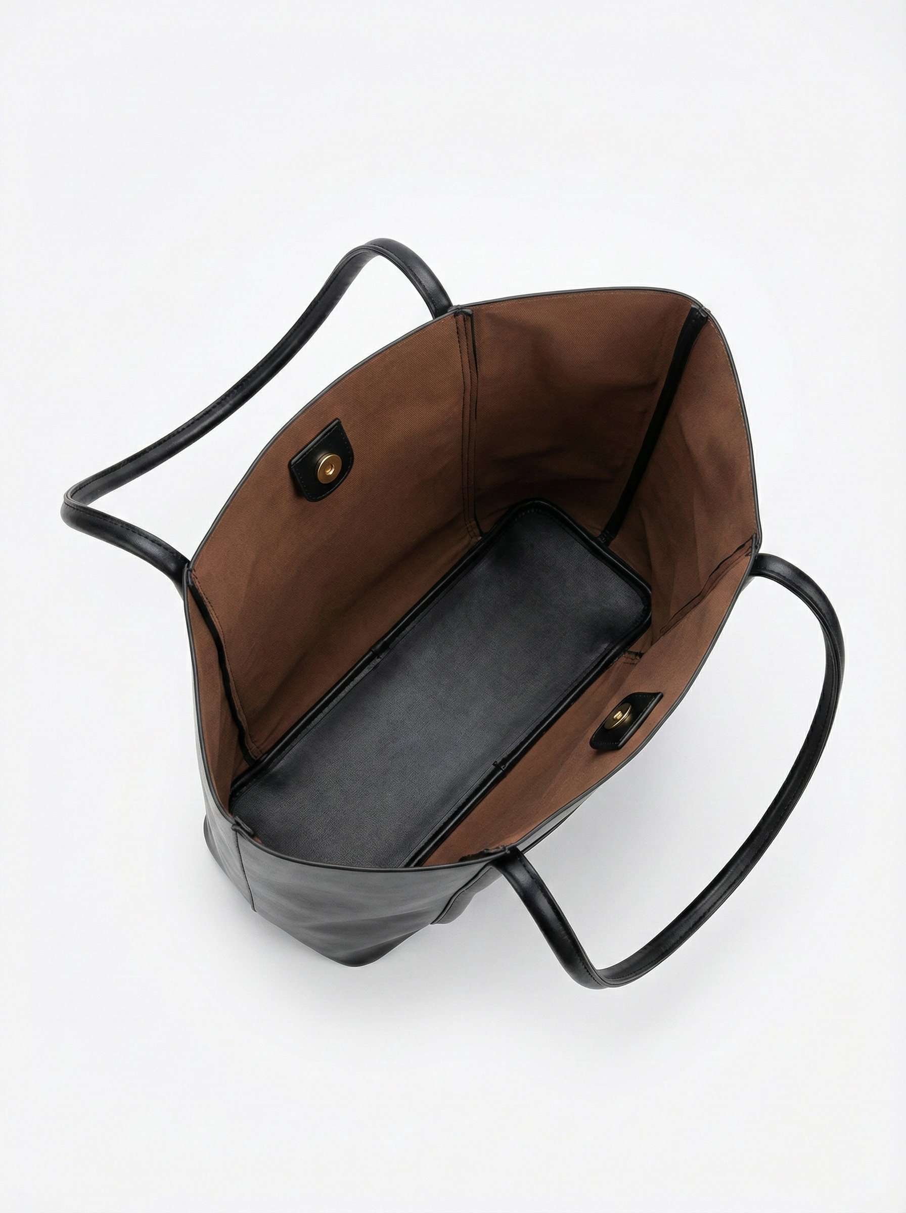 Classic Black Structured Leather Tote Bag