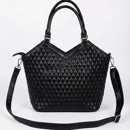 Elegant Black Quilted Handbag with Scarf Detail
