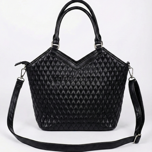 Elegant Black Quilted Handbag with Scarf Detail