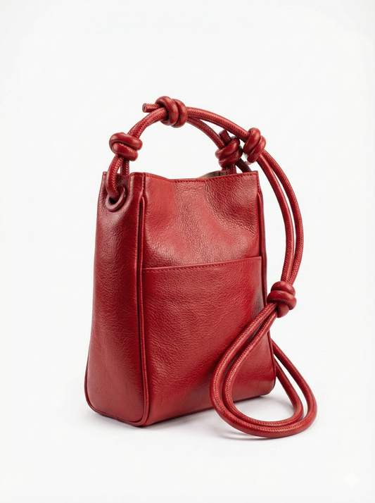 Crimson Mini Crossbody Bucket Bag – Compact Everyday Carry