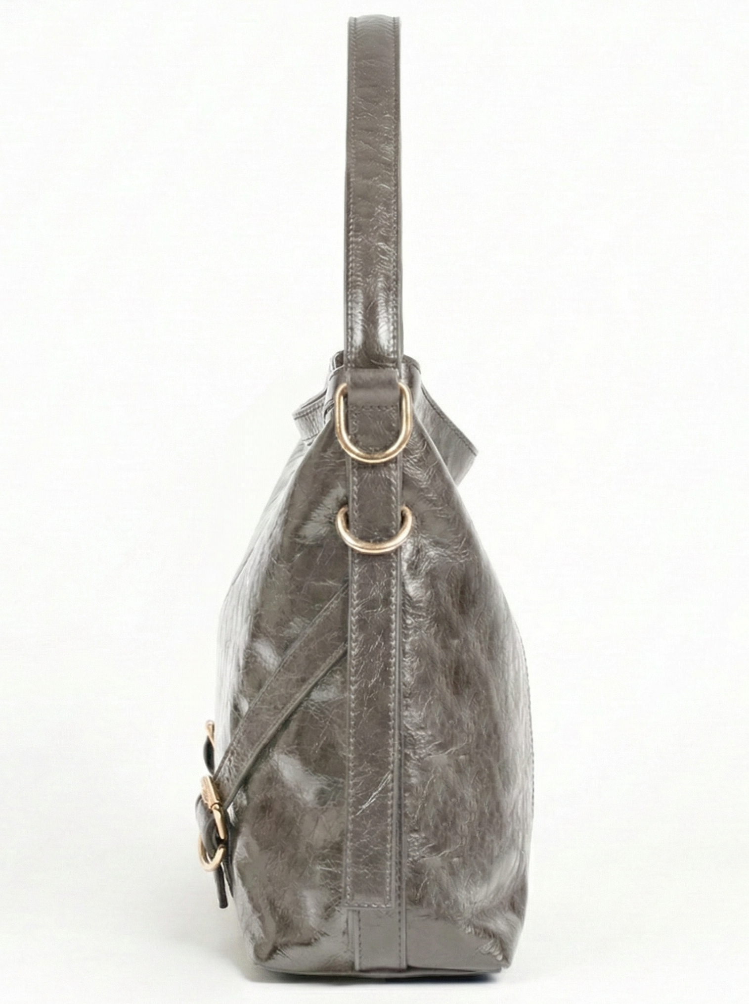 Smoky Grey Luxe Shoulder Bag with Dual Strap & Sling