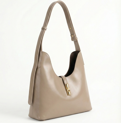 Elegant Nude Beige Shoulder Hobo Bag