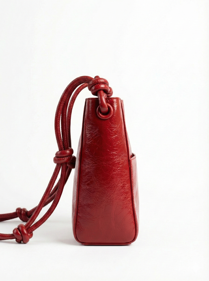 Crimson Mini Crossbody Bucket Bag – Compact Everyday Carry