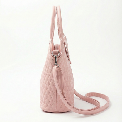 Blush Pink Quilted Handbag with Scarf Detail