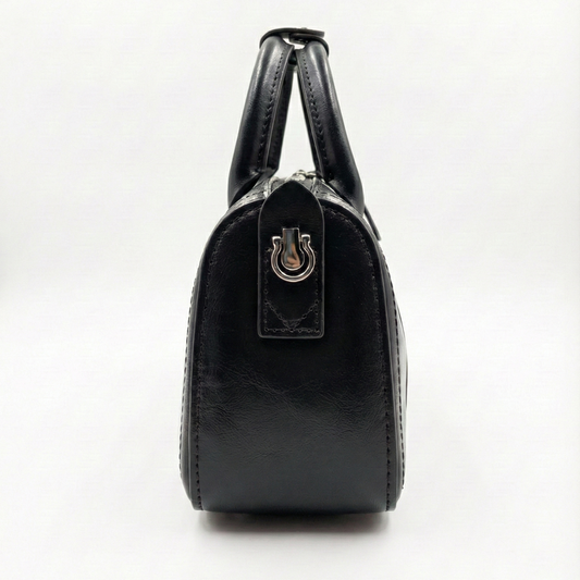 Premium Black Barrel Handbag with Sling Strap