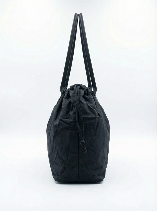 Classic Black Drawstring Tote Bag