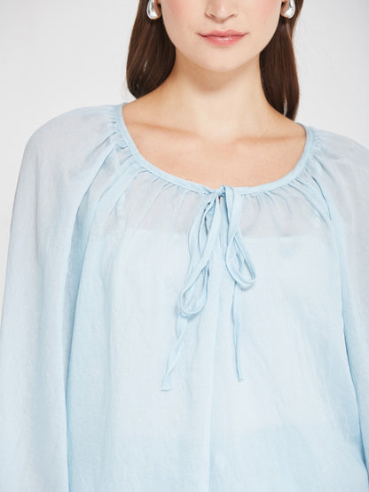 Sky Blue Relaxed Fit Co-Ord Set with Ruffle Shorts