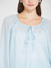 Sky Blue Relaxed Fit Co-Ord Set with Ruffle Shorts