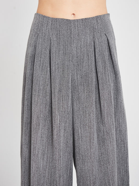 Grey Strapless Peplum Co-Ord Set with Wide Leg Trousers