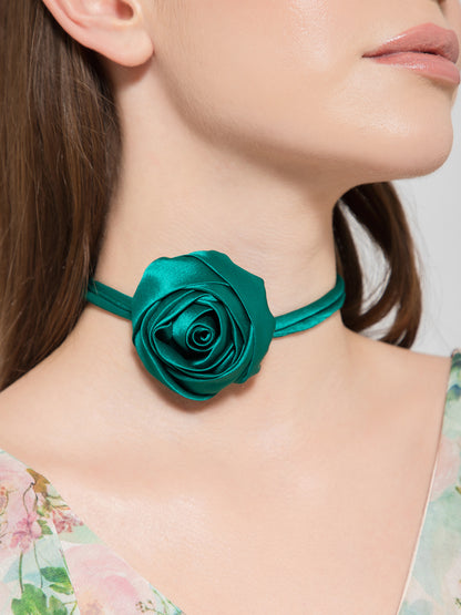 Green Satin flower choker
