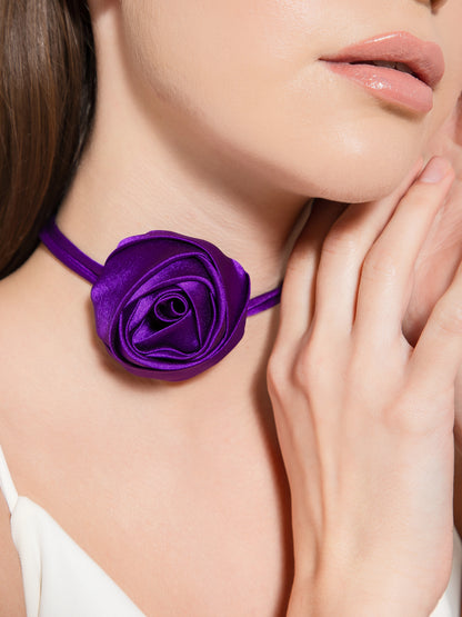 Purple Satin Flower Choker